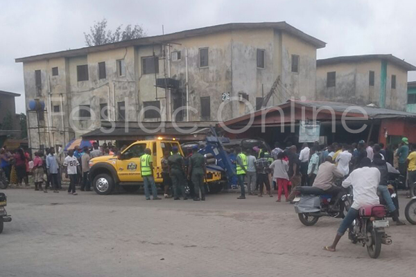 Car Tumbles Into Shop At Durbar Junction , Amuwo