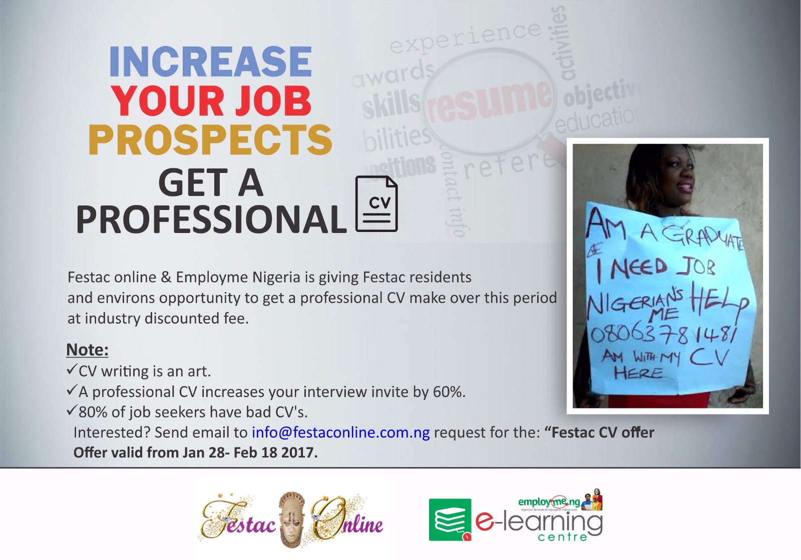 Get a professional CV courtesy of Festaconline & Employme Nigeria. (2)